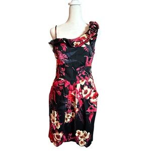 Speechless Floral One Shoulder Dress Black Cocktail Dress